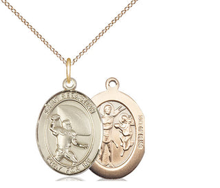 14kt Gold Filled Saint Sebastian Football Medal Religious Jewelry