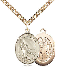 14kt Gold Filled Saint Sebastian Football Medal Religious Jewelry