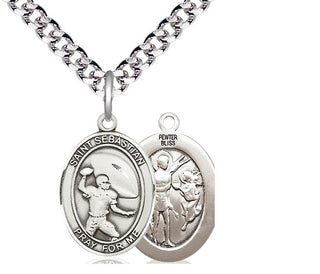 Pewter Saint Sebastian Football Medal Religious Jewelry