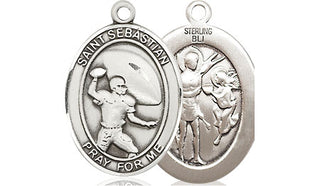 Sterling Silver Saint Sebastian Football Medal Religious Jewelry
