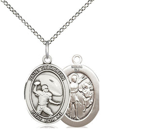 Sterling Silver Saint Sebastian Football Medal Religious Jewelry