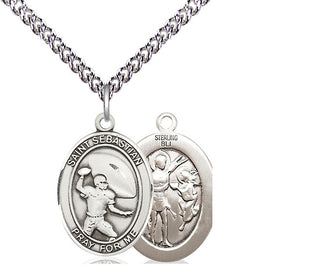 Sterling Silver Saint Sebastian Football Medal Religious Jewelry