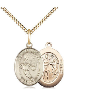 14kt Gold Filled Saint Sebastian Basketball Medal Religious Jewelry
