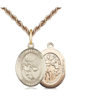 14kt Gold Filled Saint Sebastian Basketball Medal Religious Jewelry