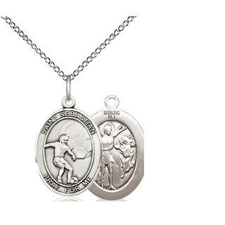 Sterling Silver Saint Sebastian Soccer Medal Religious Jewelry