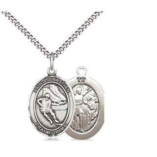 Pewter Saint Sebastian Hockey Medal Religious Jewelry