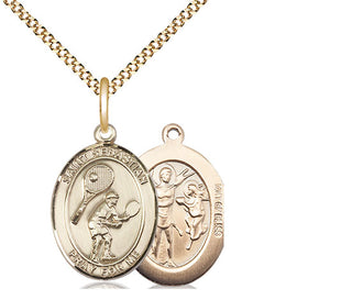 14kt Gold Filled Saint Sebastian Tennis Medal Religious Jewelry
