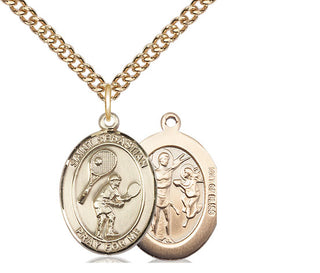 14kt Gold Filled Saint Sebastian Tennis Medal Religious Jewelry