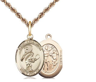 14kt Gold Filled Saint Sebastian Tennis Medal Religious Jewelry
