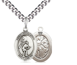 Pewter Saint Sebastian Tennis Medal Religious Jewelry