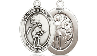 Sterling Silver Saint Sebastian Tennis Medal Religious Jewelry