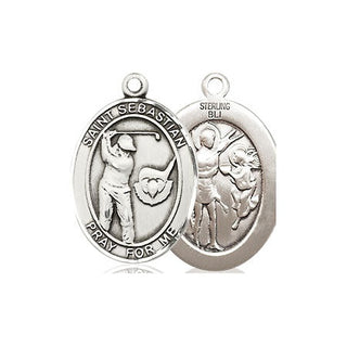 Sterling Silver Saint Sebastian Golf Medal Religious Jewelry
