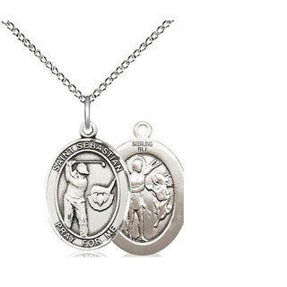 Sterling Silver Saint Sebastian Golf Medal Religious Jewelry
