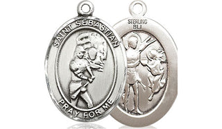 Sterling Silver Saint Sebastian Softball Medal Religious Jewelry
