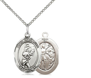 Sterling Silver Saint Sebastian Softball Medal Religious Jewelry