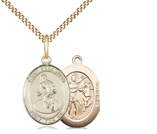 14kt Gold Filled Saint Sebastian Wrestling Medal Religious Jewelry
