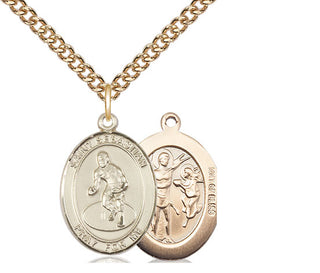 14kt Gold Filled Saint Sebastian Wrestling Medal Religious Jewelry