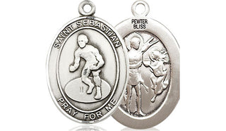 Pewter Saint Sebastian Wrestling Medal
