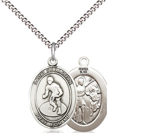 Pewter Saint Sebastian Wrestling Medal Religious Jewelry