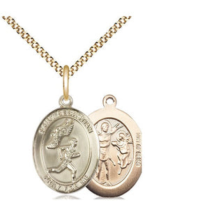14kt Gold Filled Saint Sebastian Track and Field Medal Religious Jewelry