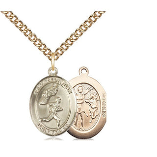 14kt Gold Filled Saint Sebastian Track and Field Medal Religious Jewelry
