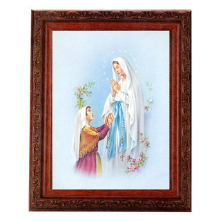 O.L.Of Lourdes Print In 6X8 Ornate Wood Frame