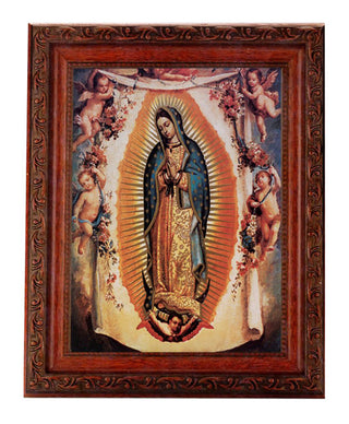 Our Lady Of Guadalupe and Angels 8.25X10.25" Ornate Wd Frame