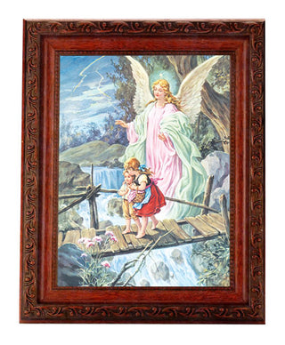 Guardian Angel 6X8" Print In A 8.25X10.25" Ornate Wood Frame