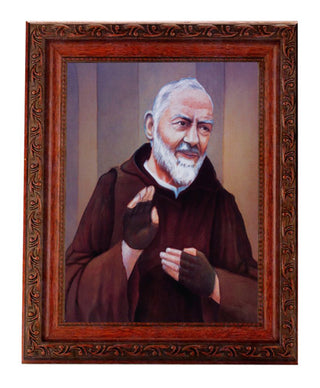 St. Pio 6X8" Print In A Ornate 8.25X10.25" Wood Frame