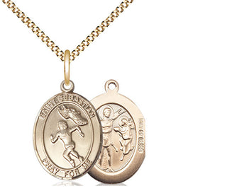 14kt Gold Filled Saint Sebastian Track and Field Medal Religious Jewelry