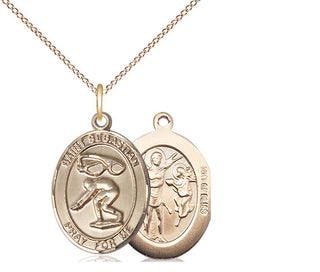 14kt Gold Filled Saint Sebastian Swimming Medal Religious Jewelry