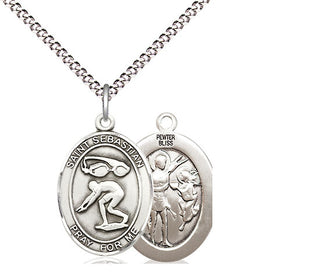 Pewter Saint Sebastian Swimming Medal Religious Jewelry