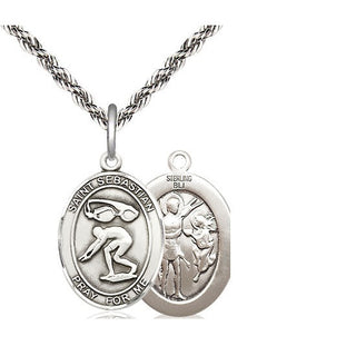 Sterling Silver Saint Sebastian Swimming Medal Religious Jewelry