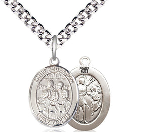 Pewter Saint Sebastian Choir Medal Religious Jewelry