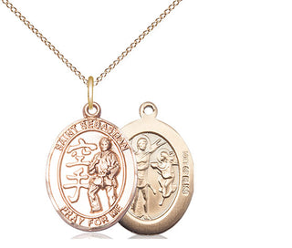 14kt Gold Filled Saint Sebastian Karate Medal Religious Jewelry