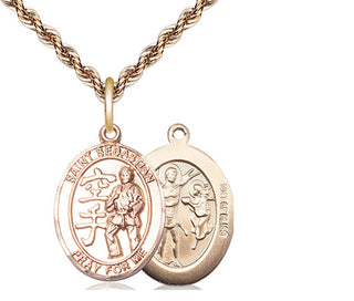14kt Gold Filled Saint Sebastian Karate Medal Religious Jewelry