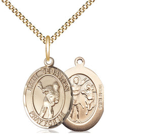 14kt Gold Filled Saint Sebastian Lacrosse Medal Religious Jewelry