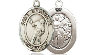 Pewter Saint Sebastian Lacrosse Medal