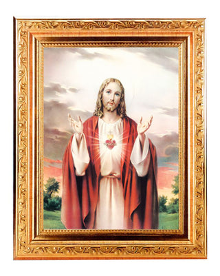 Sacred Heart 6X8" Print In A 8.25X10.25" Gold Wd Frame