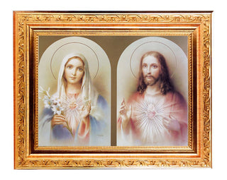 The Sacred Hearts 6X8" Print In 8.25X10.25 Gold Wood Frame