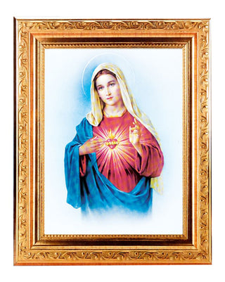 Immaculate Mary 6X8 Print In A 8.25X10.25 Gold Wood Frame