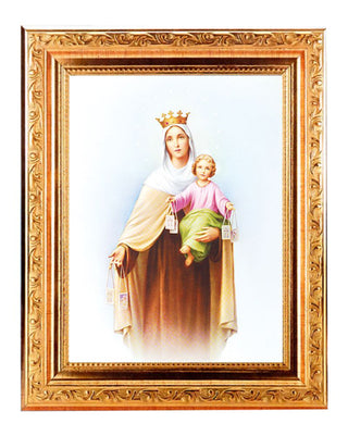 O.L.Of Mt.Carmel Print In 6X8 Ornate Gold Wood Frame