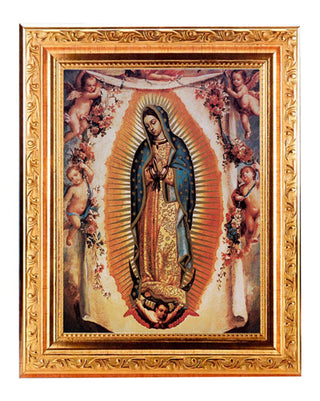 Our Lady Of Guadalupe and Angels 8.25X10.25" Gold Wd Frame