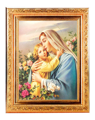 Madonna and Child 6.8" Print In 8.25X10.25" Gold Wd Frame