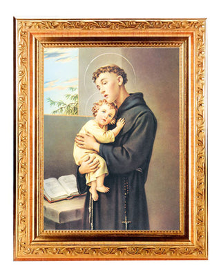 St. Anthony 6X8" Print In 8.25X10.25" Gold Wd Frame