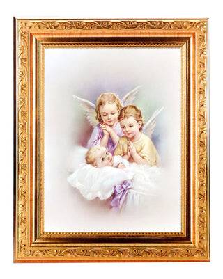 Guardian Angels Print In A Gold 8.25X10.25" Wood Frame