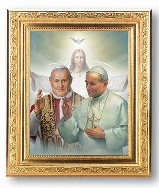 Sts John Xx111 and John Paul II 8.25X10.25" Gold Wood Frame