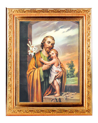 St. Joseph 6X8" Print In Gold 8.25X10.25" Gold Wd Frame