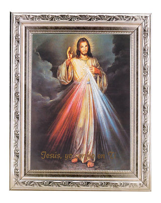 Divine Mercy 6X8"Print Spanish In A 8.25X10.25 Silver Wd Frame