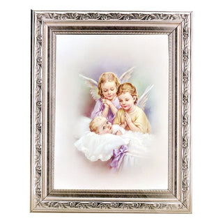 Guardian Angels Print In A Wood 8.25X10.25" Silver Frame